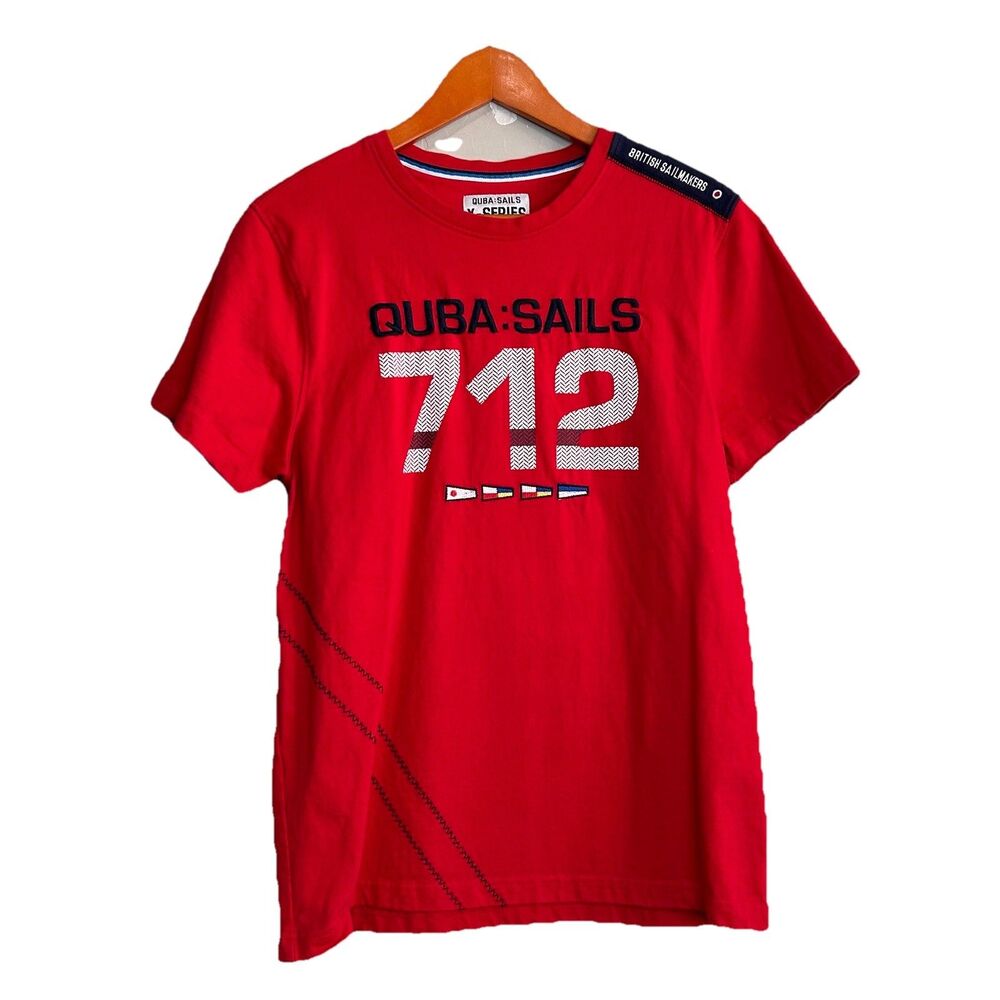 Quba Sails X-Series Long Sleeve Shirt Men's Medium Red Nautical Cotton Top